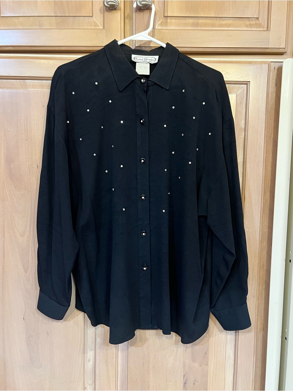 Vintage SAINT GERMAIN PARIS Blouse with Rhinestone Accents SZ.L